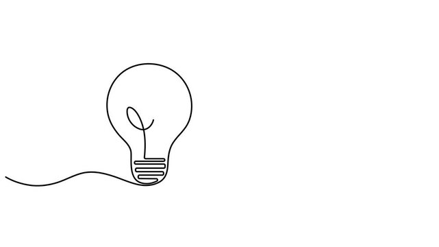 Continuous one line drawing of question mark, Light bulb and speech bubbles. Animated self drawing of continuous line draw Quick tips. Full length one line animation. 4K video
