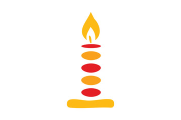 Bright festive candle vector symbolizing warmth, peace, and light. Ideal for holiday cards and Christmas decor.