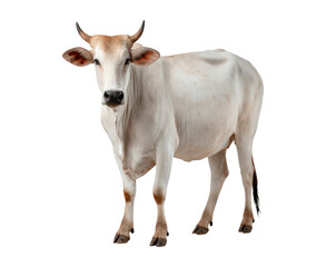 Majestic white cow on transparent background