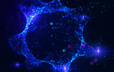 Energetic explosion of data particles and digital information in space. Concept of big data burst, blockchain technology, AI data processing, and network energy. Perfect for tech presentations