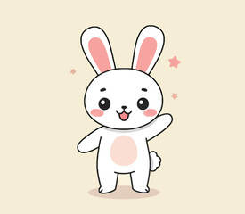 Fototapeta premium Charming Cartoon Bunny Character with Floating Hearts