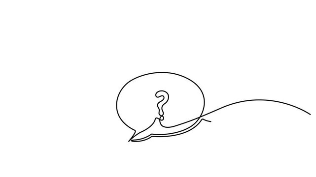 Continuous one line drawing of question mark, Light bulb and speech bubbles. Animated self drawing of continuous line draw Quick tips. Full length one line animation. 4K video