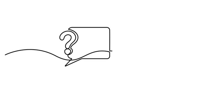 Continuous one line drawing of question mark, Light bulb and speech bubbles. Animated self drawing of continuous line draw Quick tips. Full length one line animation. 4K video