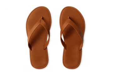 Pair of brown leather flip-flops for summer fashion