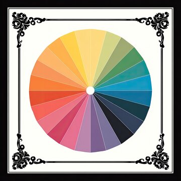 Color wheel chart framed in ornate style