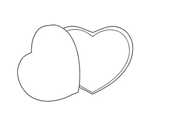 Two Intertwined Hearts Outline Drawing