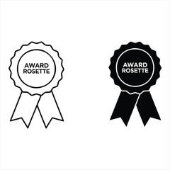 Elegant Rosette of Achievement: Minimalist outlines of an award rosette, a symbol of honor and excellence, rendered with simple yet powerful lines and contours.