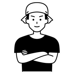 腕組みする居酒屋の男性店員
