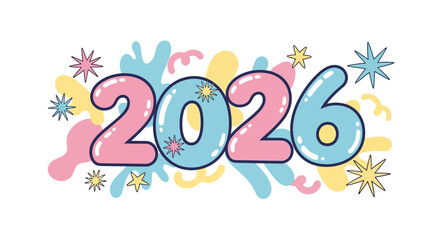 Celebrate a bright and colorful 2026 with fun stars and pastel hues, perfect for invitations, cards, and festive announcements this year!