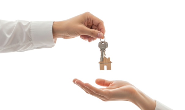 Handing over house key transparent background cutout png