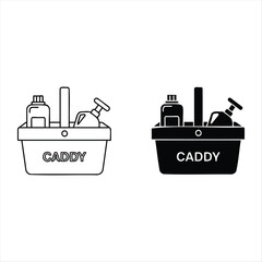 Caddy with Products: A graphic representation of a caddy, filled with various products, offering a clean, organized, and accessible storage solution.