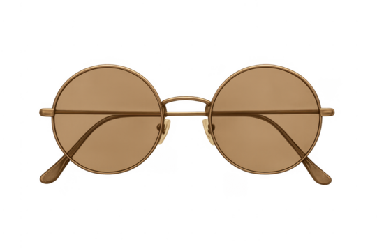 Round vintage sunglasses with golden frame and tinted lenses