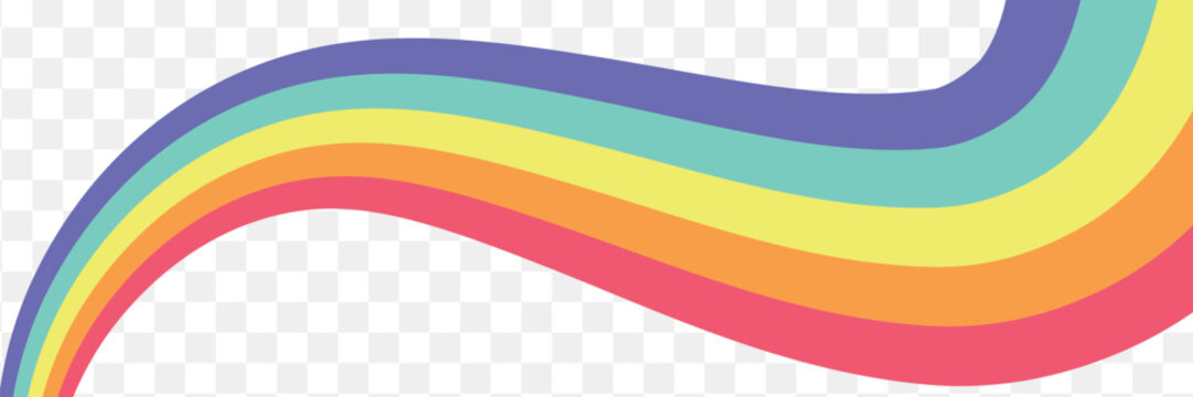 Vintage retro style vector lines, rainbow wavy stripes