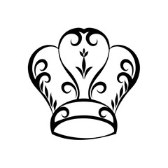 Classic chef hat with decorative curls inspired by art nouveau &mdash; symbol of craftsmanship and haute cuisine.