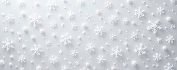 Obraz premium Pure white background with softly floating translucent snowflakes in multiple layers of depth