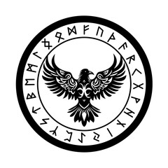 Scandinavian symbol with runes vector illustration