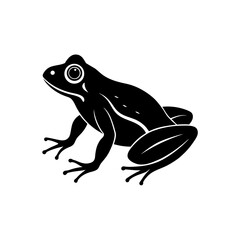 Simple black frog silhouette side view isolated illustration