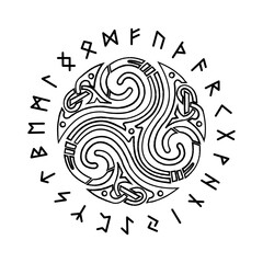 Scandinavian symbol with runes vector illustration