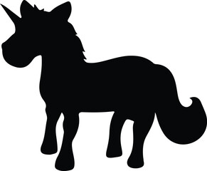 Silhouette of a majestic unicorn standing with its horn pointed forward