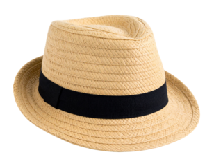 Firefly_Realistic soccer ball on a grassy field - Firefly_Stylish Beige Straw Fedora Hat with Black Band Isolated on Transparent Background