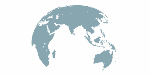 Stylized globe showing asia australia and the indian ocean on a white background