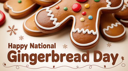 Celebration of National Gingerbread Day with decorated gingerbread cookies