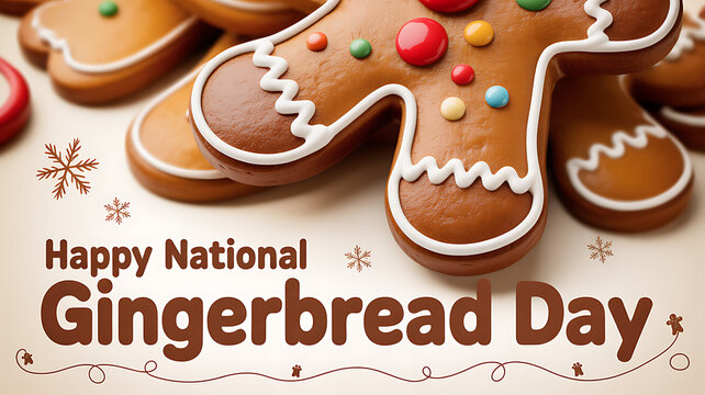 Celebration of National Gingerbread Day with decorated gingerbread cookies