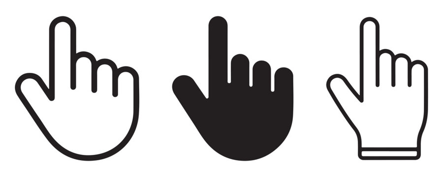 Set of hand cursor icons, 