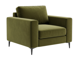Modern green armchair transparent background cutout png
