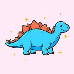Happy plated Stegosaurus vector illustration, a spiked-tail gentle giant icon for educational assets.