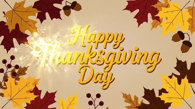 Festive thanksgiving day animation featuring bright autumn leaves and shiny text animation holiday background