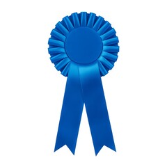Blue ribbon rosette award for competition success isolated
