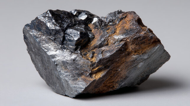Rare earth mineral shines radiantly, catching light in light gray setting, appearing strong and grounded