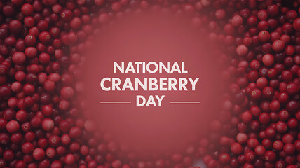 National Cranberry Day celebration with fresh cranberries arranged in a circular pattern around a red background