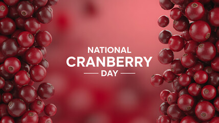 National Cranberry Day celebration with fresh cranberries displayed on a red background