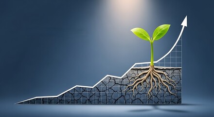 Growth Sprout on Rising Bar Graph