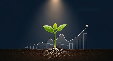 Growth Sprout with Upward Trend Chart