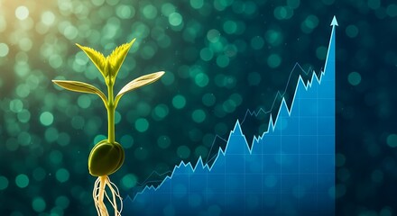 Seedling Growth with Upward Trending Graph: Financial Growth Concept
