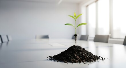 Sprout on Conference Table: Growth in Business