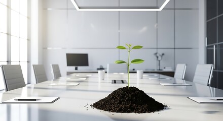 Sprout on Conference Table: Growth in Business