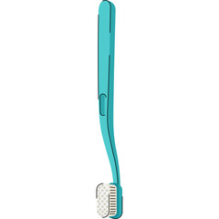 Simple Teal Toothbrush With Bristles Standing Vertically Against A Clean White Background Representing Oral Hygiene And Dental Care