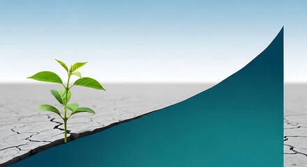 Growth Through Adversity: Sprout Rising from Cracked Earth