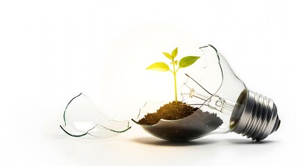 New Growth: Sprout in Broken Bulb