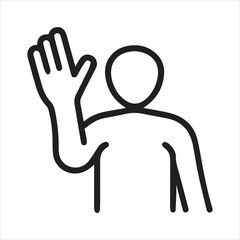 Person waving hello outline icon vector