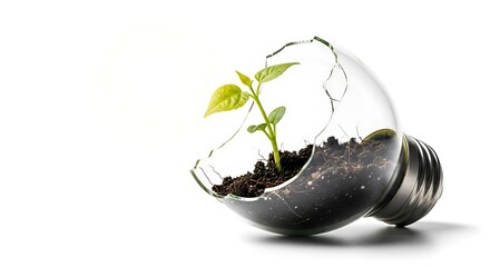 New Life in Broken Bulb: Sustainable Growth Concept
