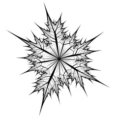 Intricate fractal snowflake design with sharp, angular crystalline structure creating a stunning winter motif