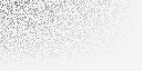 Digital pixel dot pattern background in grayscale for tech and graphic use.