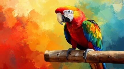parrot illustrated in digital art, ideal for animal-themed posters, postcards, or printing. The vibrant cartoon drawing adds creativity and charm to any decorative space, Generative AI
