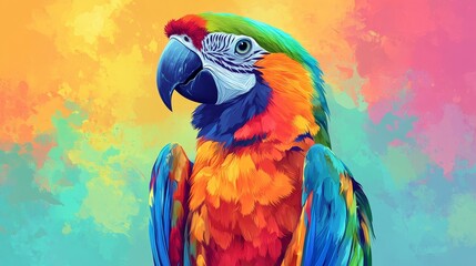 parrot illustrated in digital art, ideal for animal-themed posters, postcards, or printing. The vibrant cartoon drawing adds creativity and charm to any decorative space, Generative AI