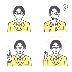 様々な表情やポーズのビジネス男性のイラスト素材セット